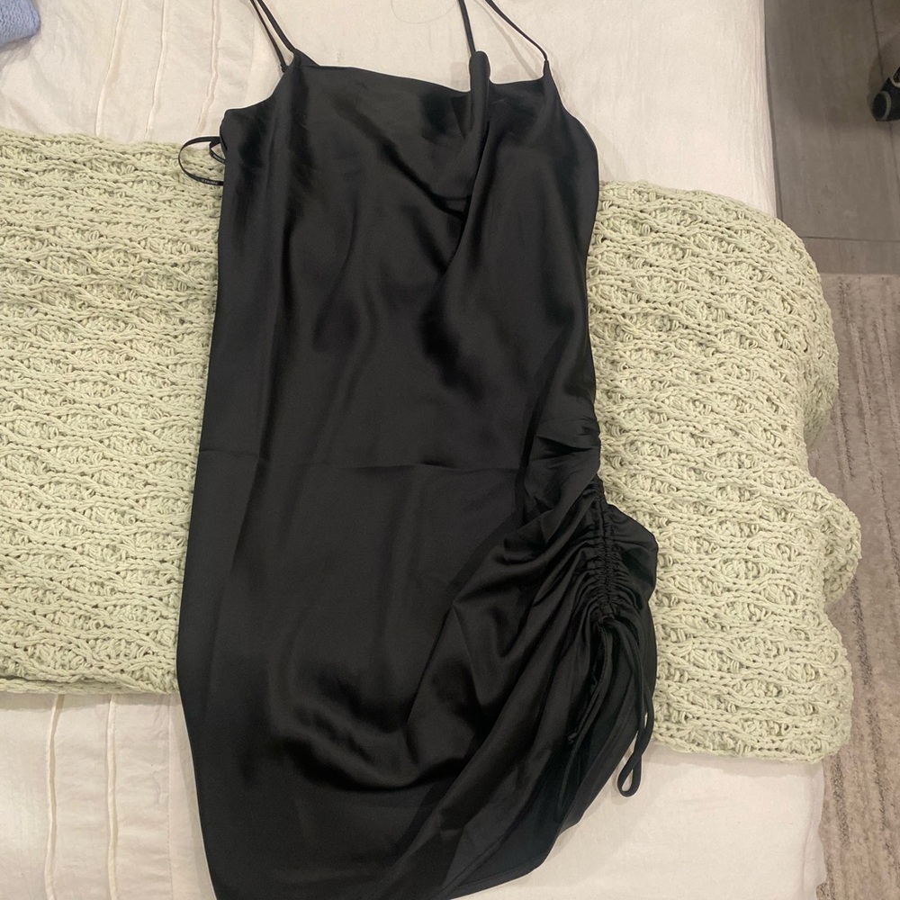 Forever 21 Black Satin Cinched Dress